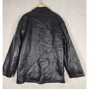 Gabriel Mens Black Faux Leather Car Coat Jacket Made in Italy XXL Lion Buttons